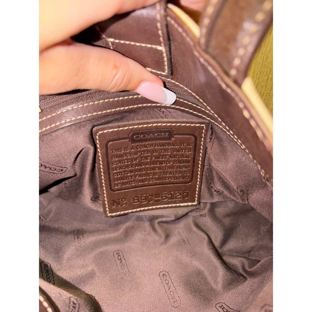 Coach Small Canvas Leather Tote Bag Cream Brown Contrast Stitch Handbag - Picture 9 of 9